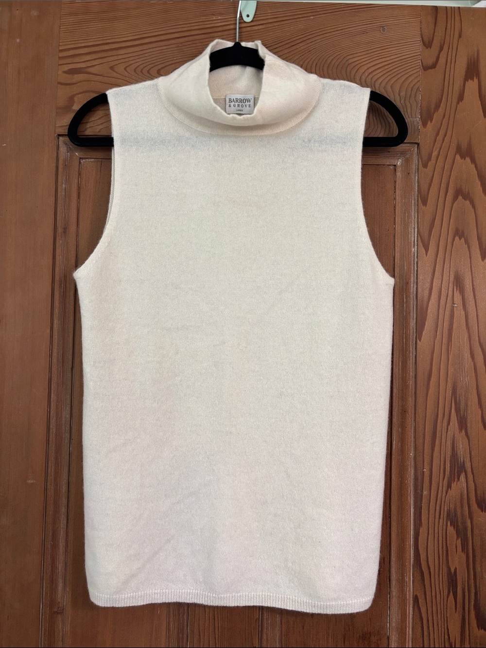 Barrow & Grove Cream Sleeveless Mock Cashmere Turtleneck Tank Size Large